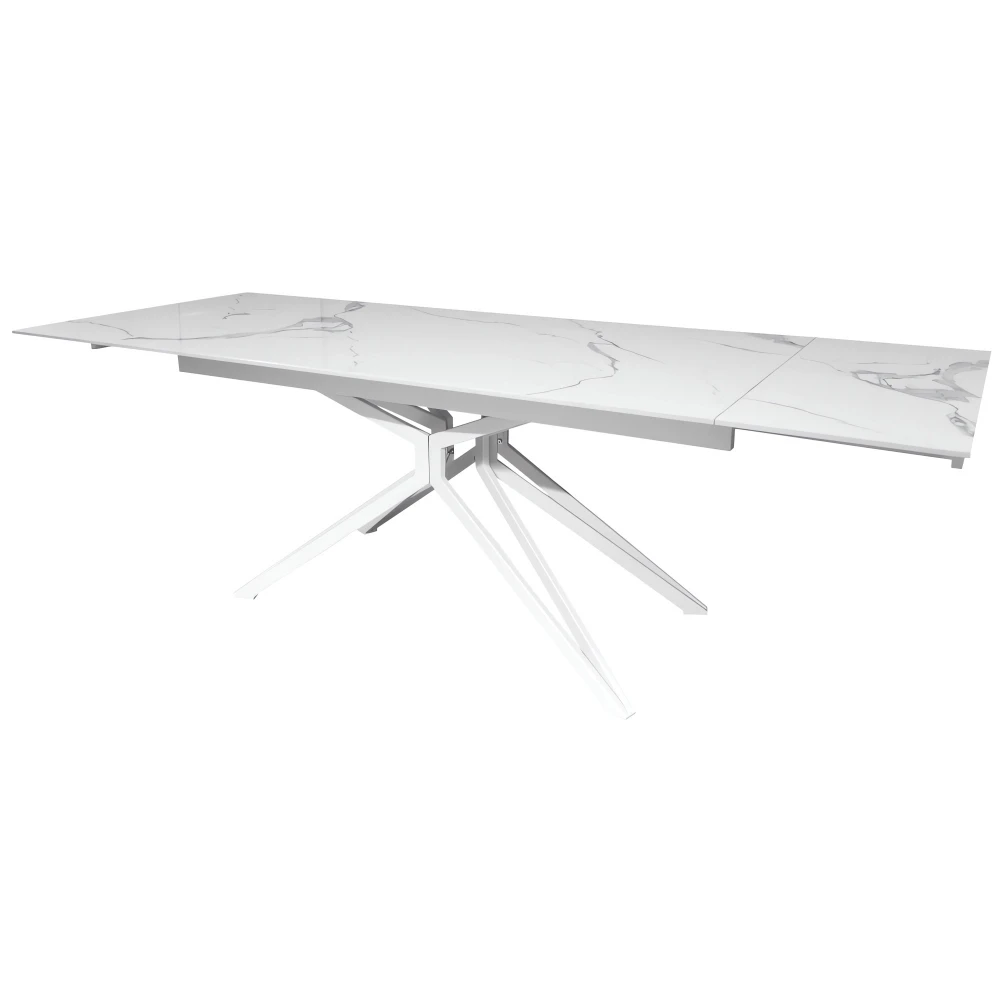 Стіл обідній розкладний STAR Staturario White білий 160-240x90x76 (кераміка+метал)