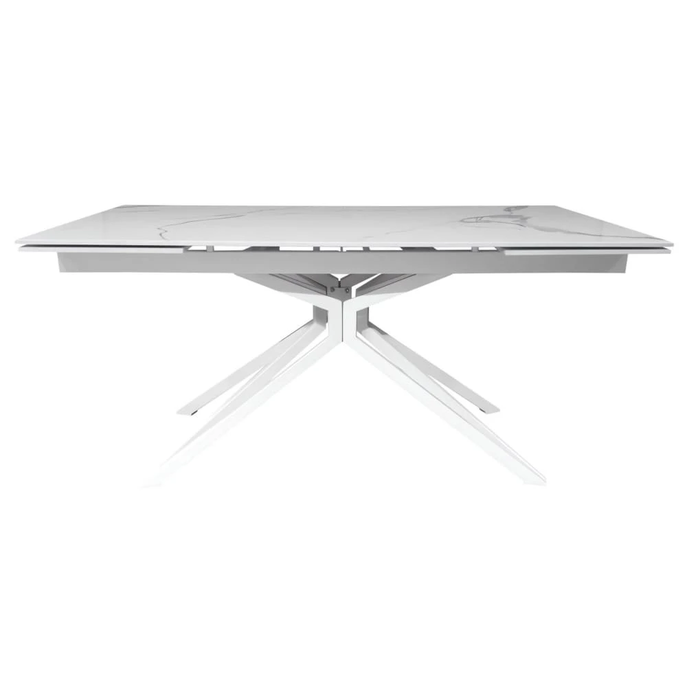 Стіл обідній розкладний STAR Staturario White білий 160-240x90x76 (кераміка+метал)