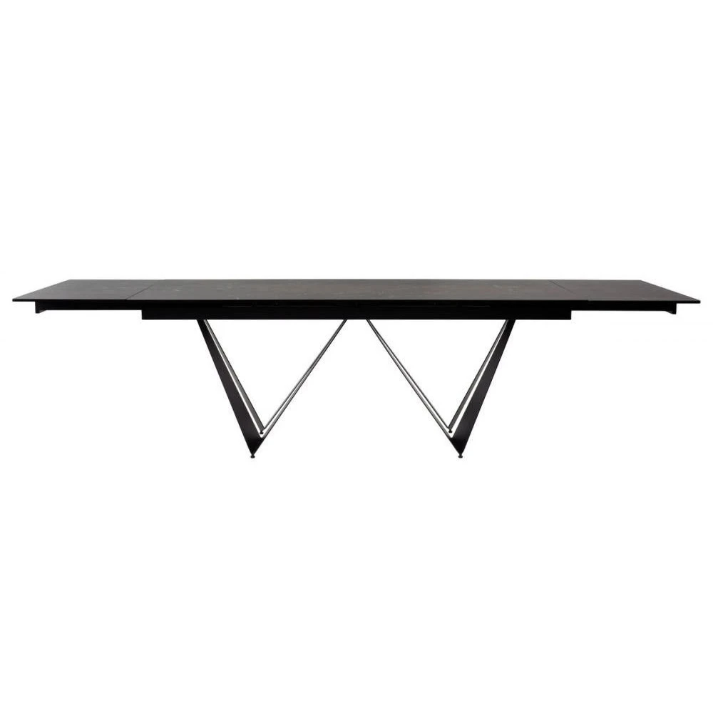 Стіл обідній розкладний FJORD Black Marble чорний 200-300x100x76 (кераміка+метал)