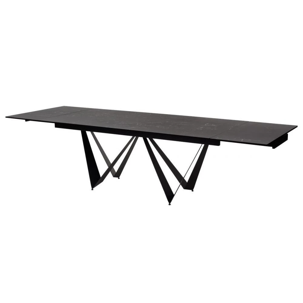 Стіл обідній розкладний FJORD Black Marble чорний 200-300x100x76 (кераміка+метал)