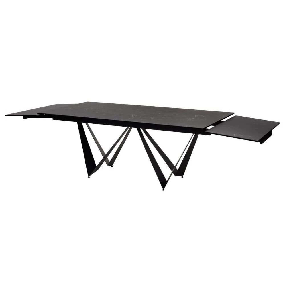 Стіл обідній розкладний FJORD Black Marble чорний 200-300x100x76 (кераміка+метал)