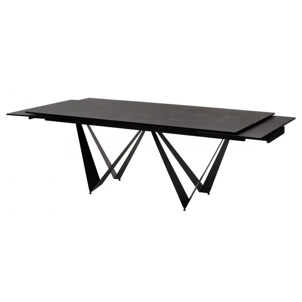 Стіл обідній розкладний FJORD Black Marble чорний 200-300x100x76 (кераміка+метал)