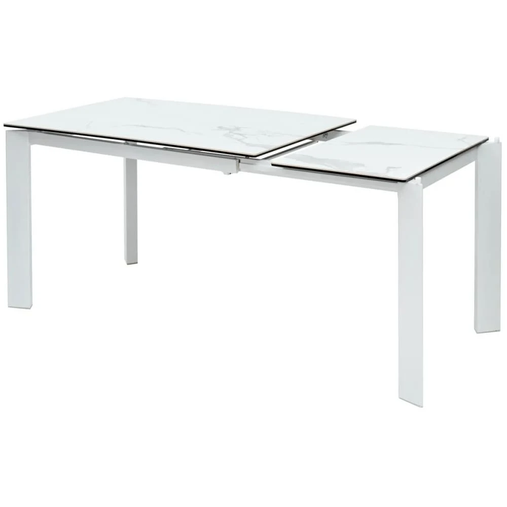 Стіл обідній розкладний VERMONT Matte Staturario білий 120-170x80x76 (кераміка+метал)