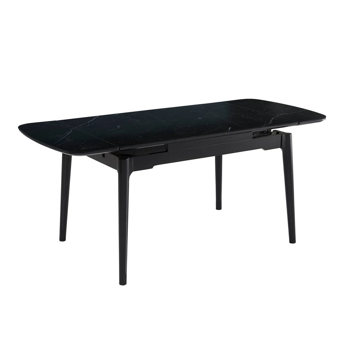 Стіл обідній розкладний Dublin Ceramic 120-180x80x76 чорний матовий/чорний каркас