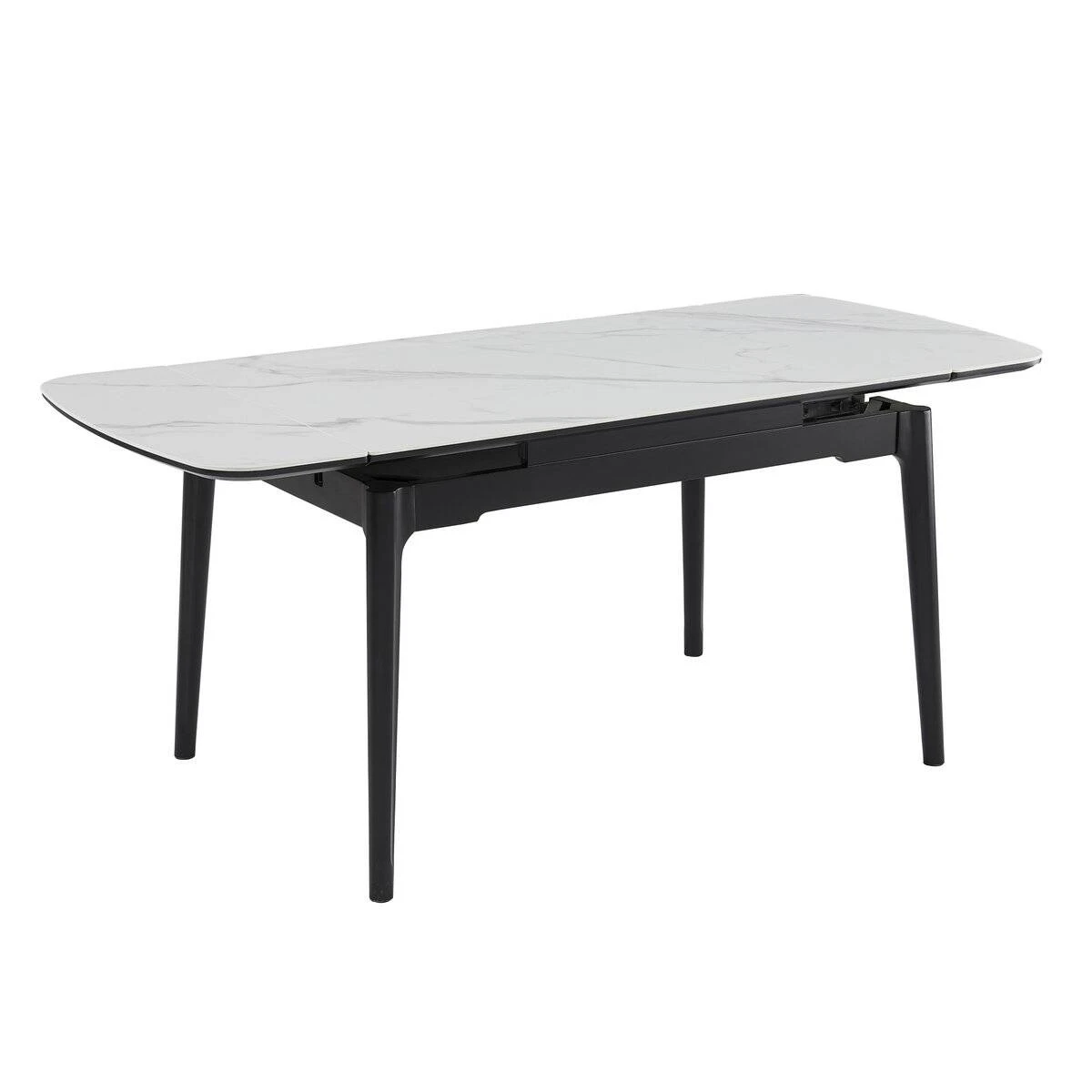 Стіл обідній розкладний Dublin Ceramic 120-180x80x76 білий матовий/чорний каркас