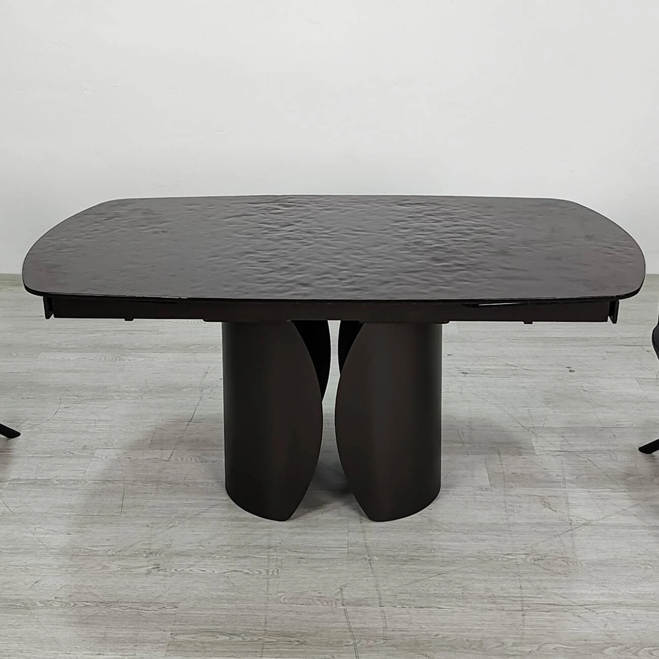 Стіл обідній розкладний Edgar 160-240x90x75 бронзовий/коричневий (гартоване скло+метал)