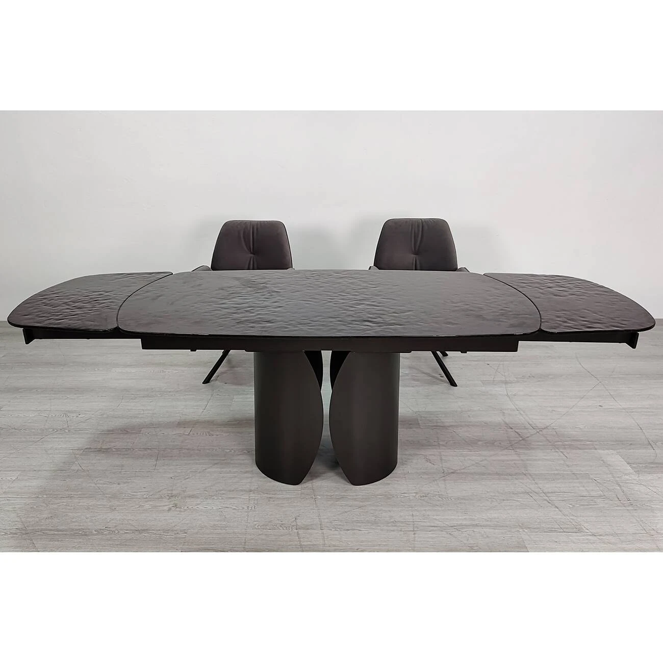 Стіл обідній розкладний Edgar 160-240x90x75 бронзовий/коричневий (гартоване скло+метал)