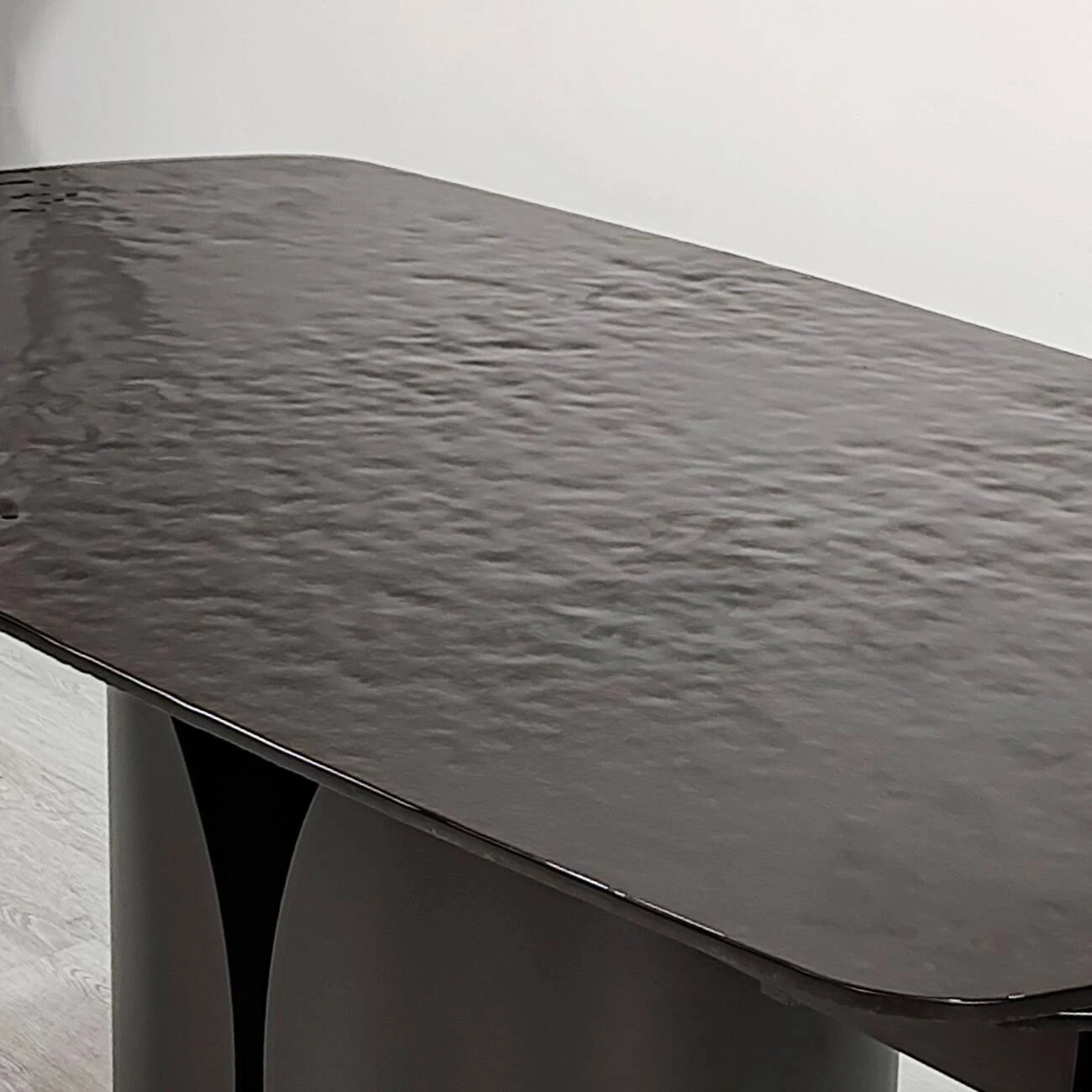 Стіл обідній розкладний Edgar 160-240x90x75 бронзовий/коричневий (гартоване скло+метал)