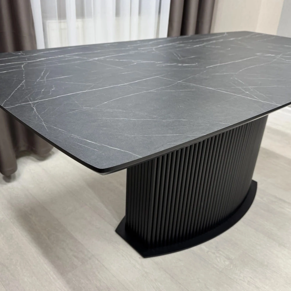 Стіл обідній прямокутний розкладний Starwood B-Wood Shark 160-200 см HPL EGGER F206 ST9 чорний