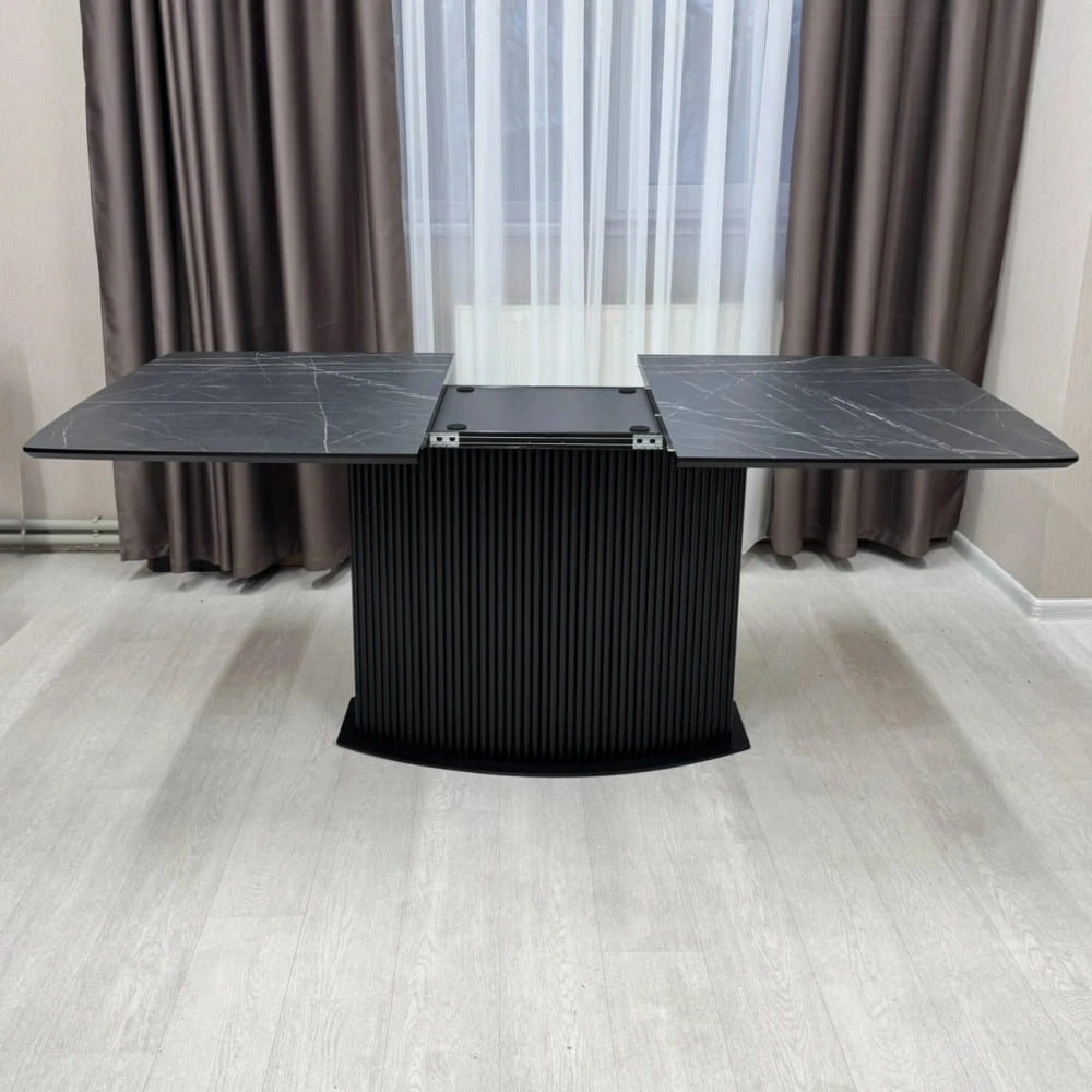 Стіл обідній прямокутний розкладний Starwood B-Wood Shark 160-200 см HPL EGGER F206 ST9 чорний