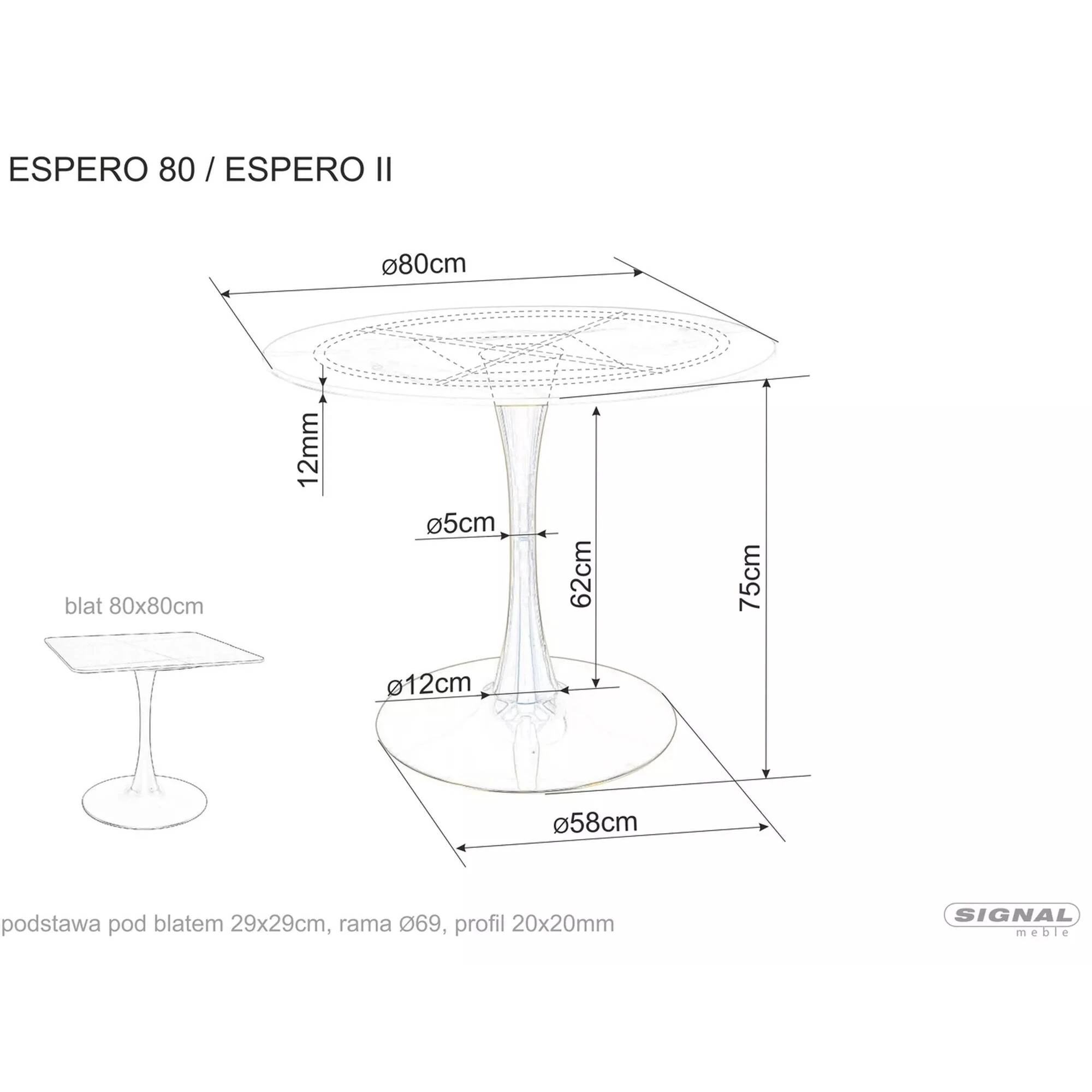 Стіл обідній Signal ESPERO II Чорний матовий/Чорний 80X80 Чорний 80X80 ESPEROIICC80