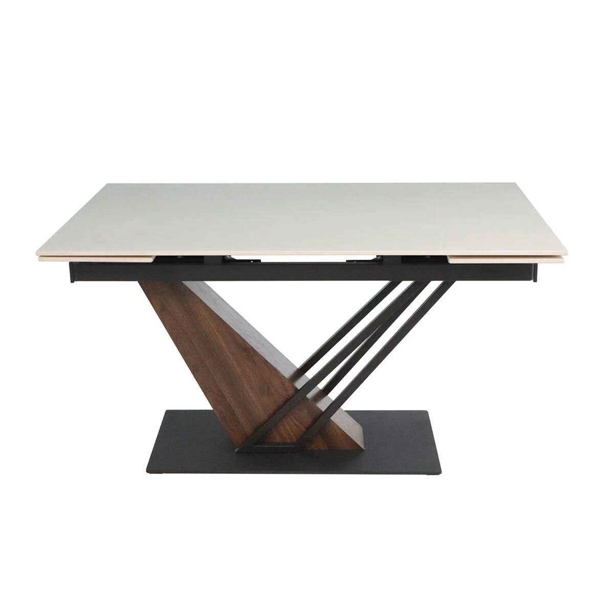 Стіл обідній розкладний Fernando Ceramic 140-200x90x76 бежевий матовий/темний горіх