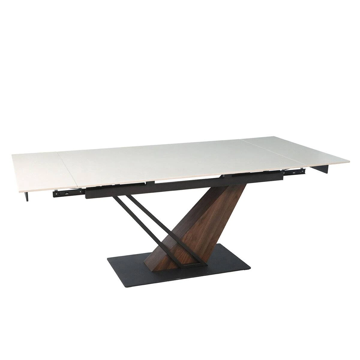Стіл обідній розкладний Fernando Ceramic 140-200x90x76 бежевий матовий/темний горіх