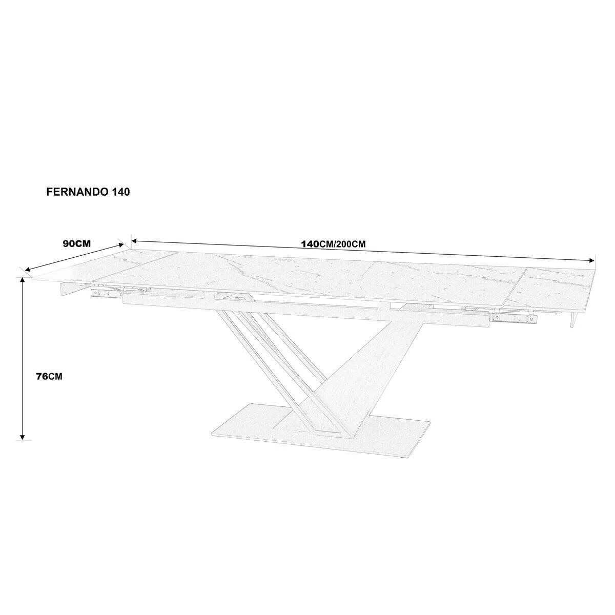 Стіл обідній розкладний Fernando Ceramic 140-200x90x76 бежевий матовий/темний горіх