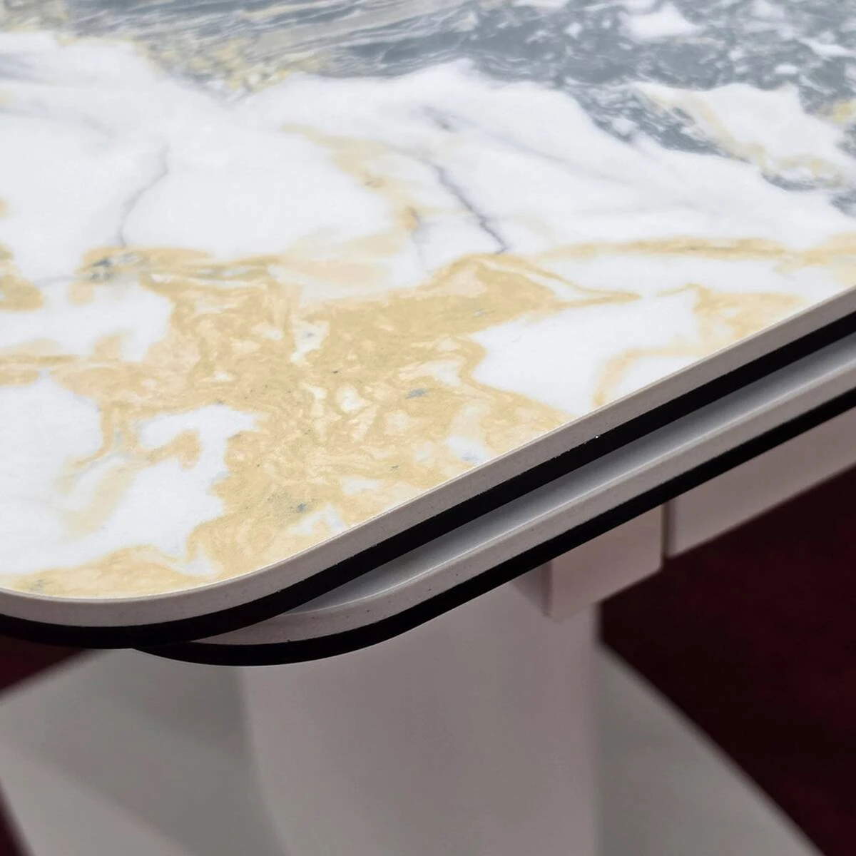 Стіл обідній розкладний Ferragamo Ceramic 95-135x72x76 білий позолочений глянець/кашемір