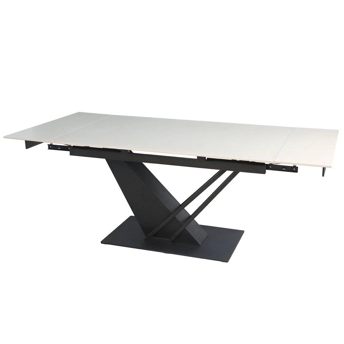 Стіл обідній розкладний Fernando Ceramic 140-200x90x76 бежевий матовий/чорний