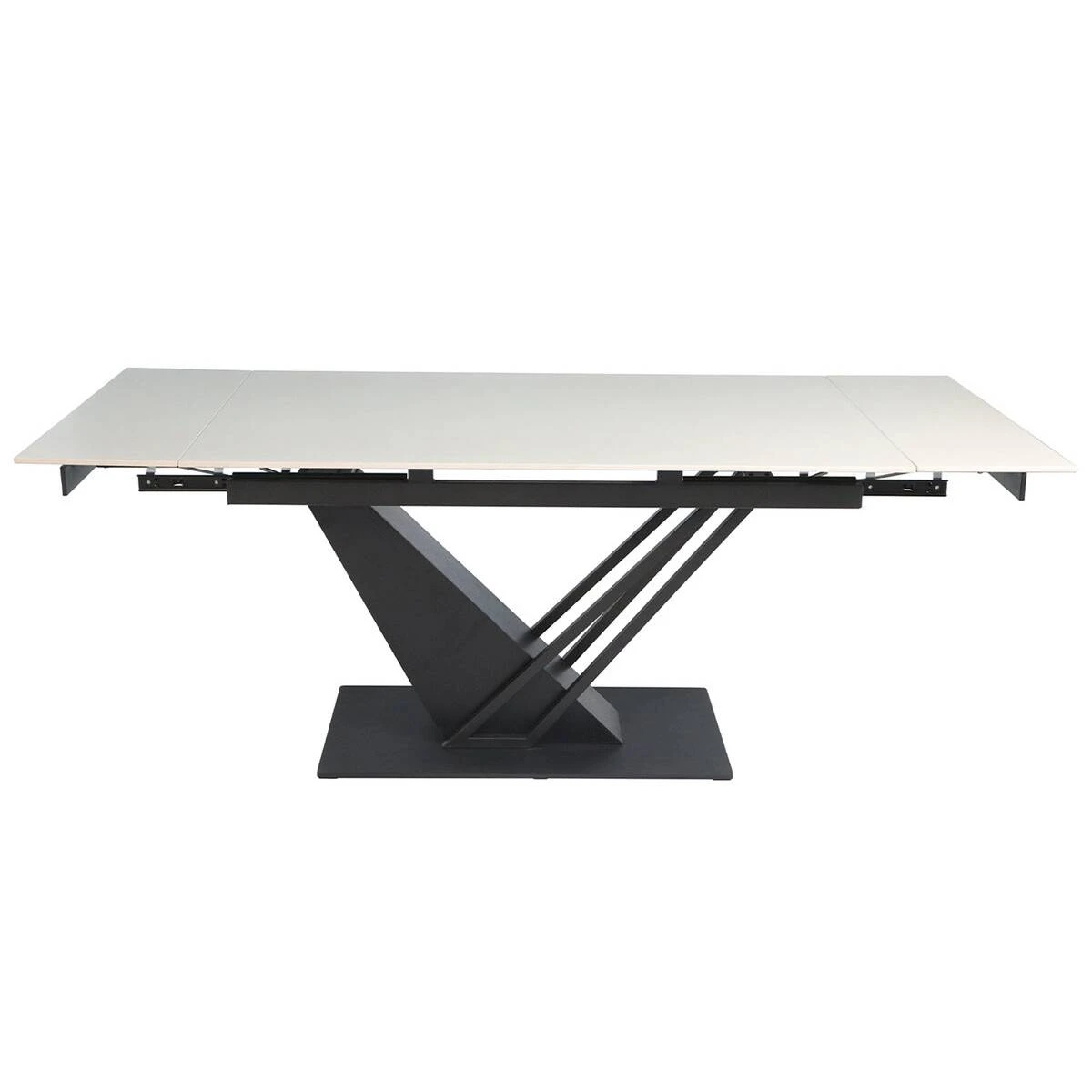 Стіл обідній розкладний Fernando Ceramic 140-200x90x76 бежевий матовий/чорний