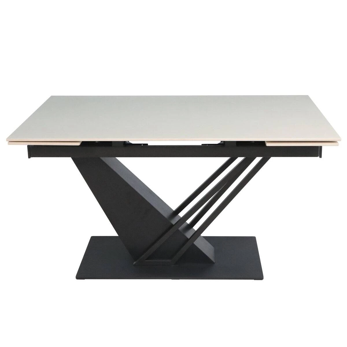 Стіл обідній розкладний Fernando Ceramic 140-200x90x76 бежевий матовий/чорний