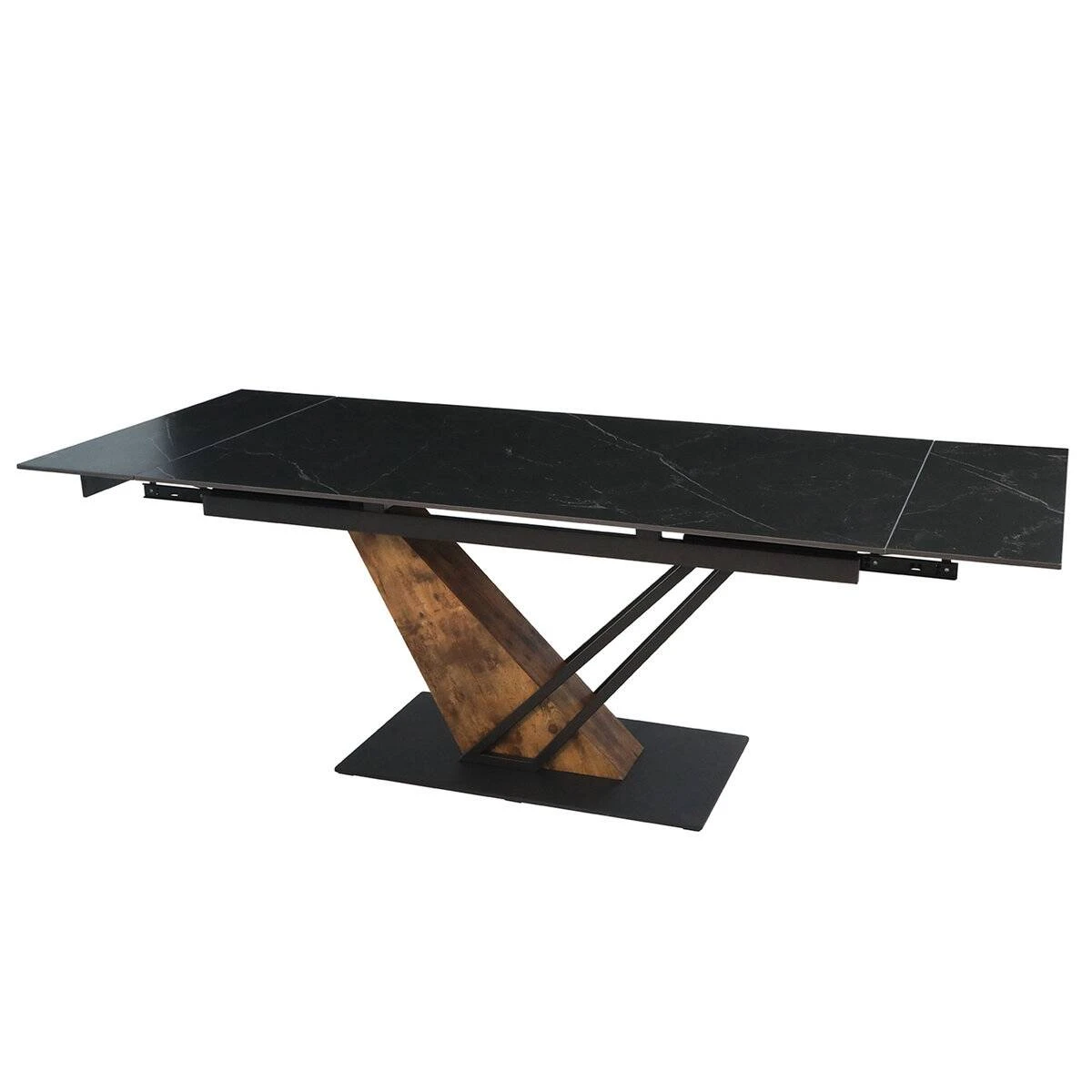 Стіл обідній розкладний Fernando Ceramic 160-220x90x76 чорний матовий/старий дуб