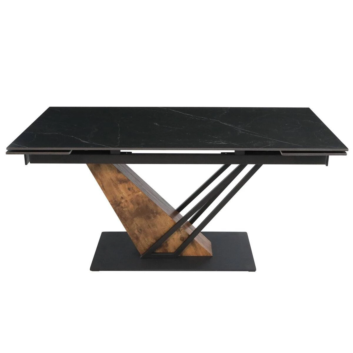 Стіл обідній розкладний Fernando Ceramic 160-220x90x76 чорний матовий/старий дуб