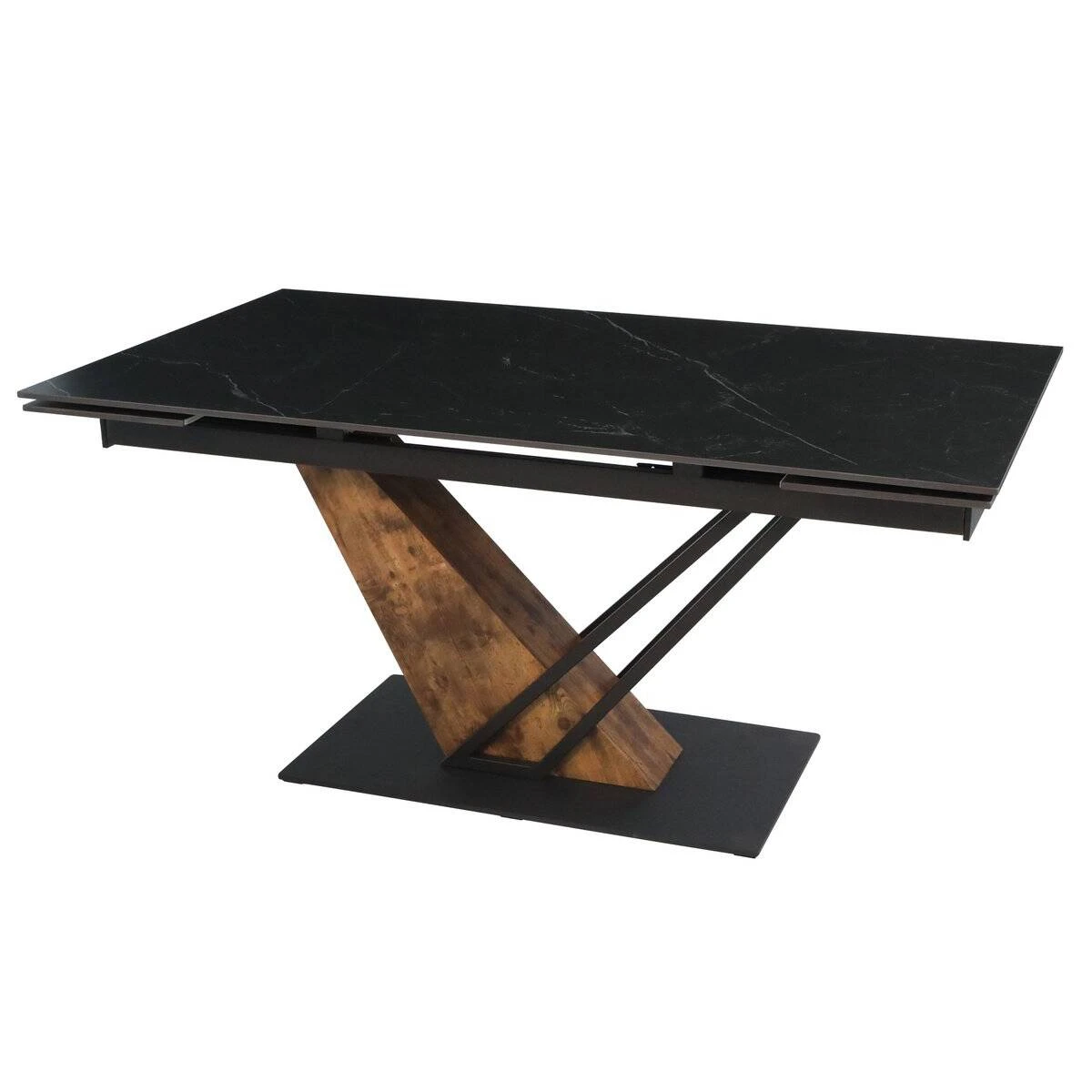 Стіл обідній розкладний Fernando Ceramic 160-220x90x76 чорний матовий/старий дуб