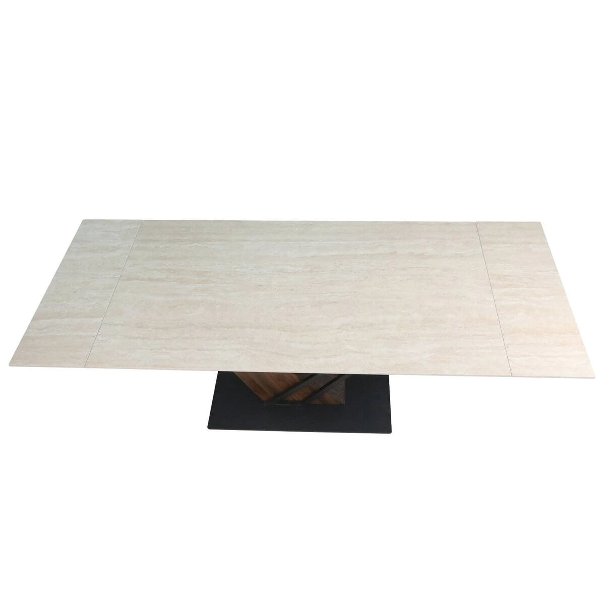Стіл обідній розкладний Fernando Ceramic 180-240x90x76 травертин матовий/темний горіх