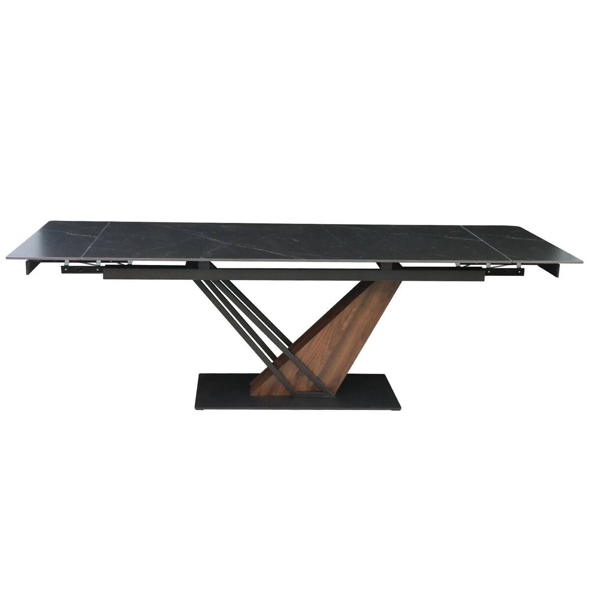 Стіл обідній розкладний Fernando Ceramic 180-240x90x76 чорний матовий/темний горіх