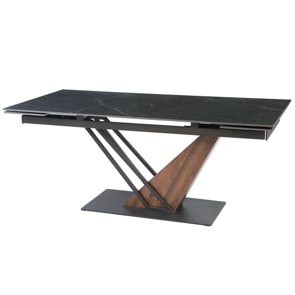 Стіл обідній розкладний Fernando Ceramic 180-240x90x76 чорний матовий/темний горіх