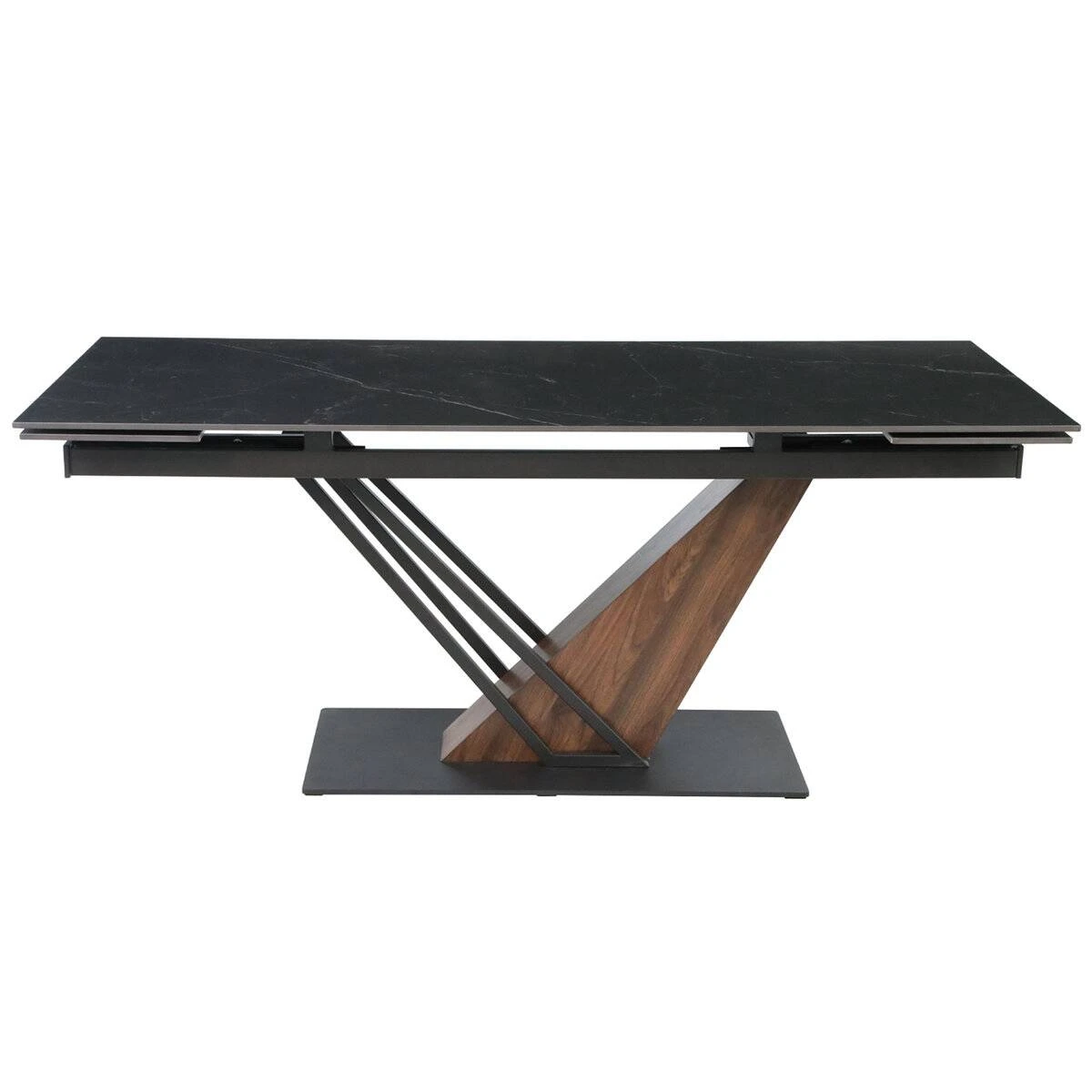 Стіл обідній розкладний Fernando Ceramic 180-240x90x76 чорний матовий/темний горіх