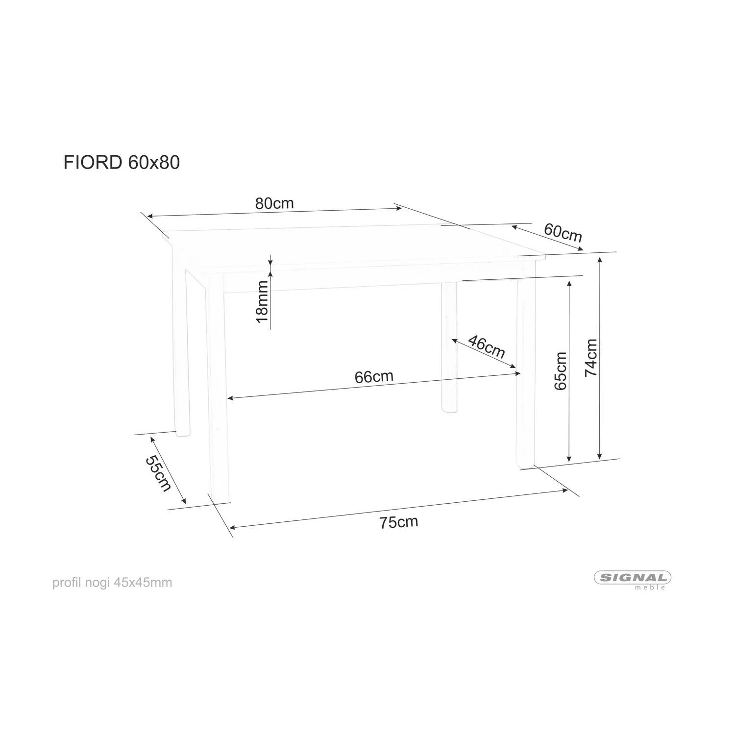 Стіл обідній Signal FIORD Білий 80х60 FIORDB80