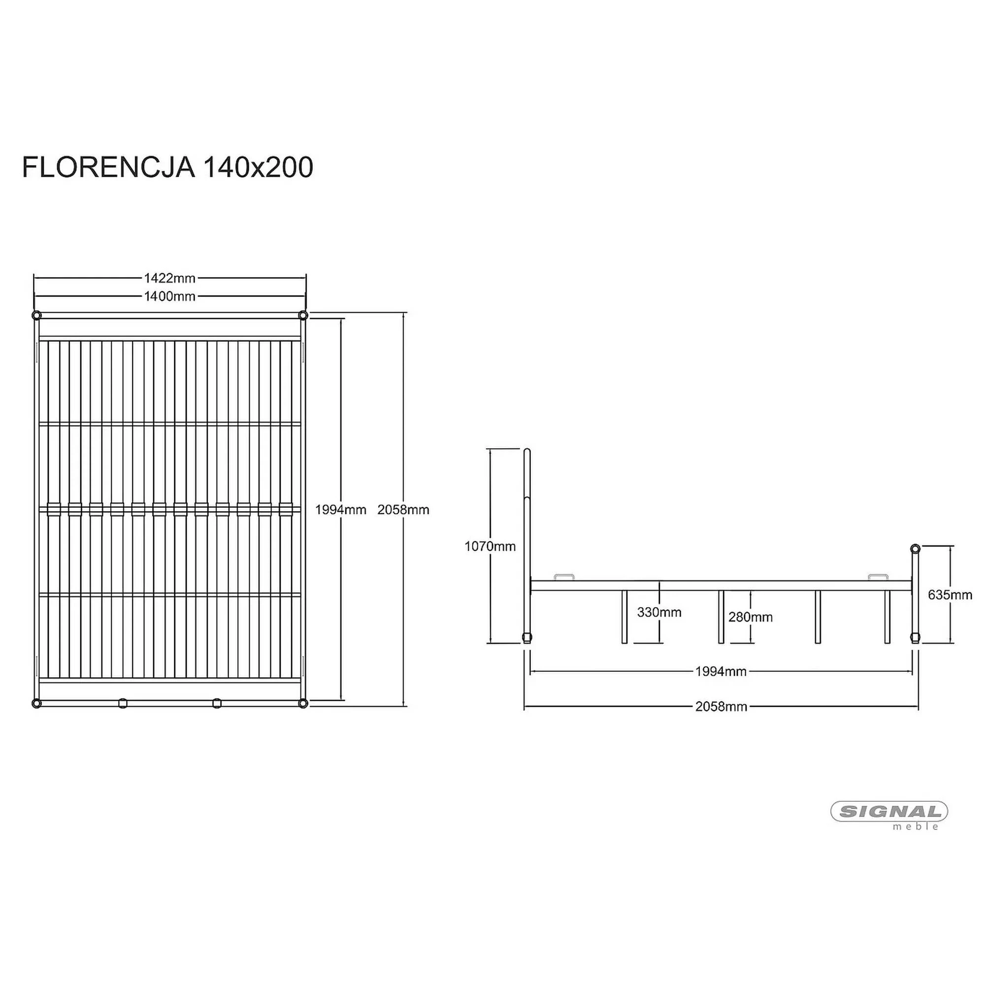 Ліжко полуторне Signal FLORENCJA 140х200 Білий FLORENCJAB140