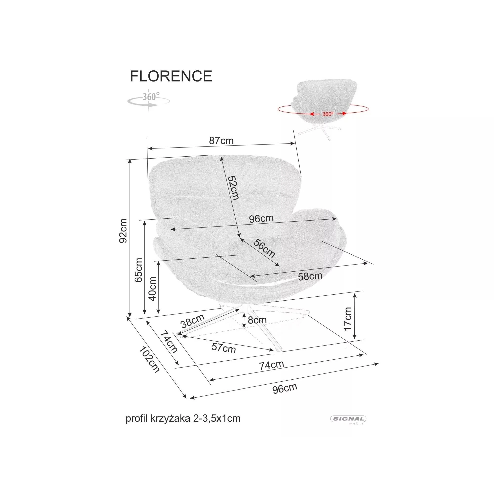 Крісло Signal FLORENCE RAVEN чорний мат каркас / сіре 07 FLORENCERASZ07
