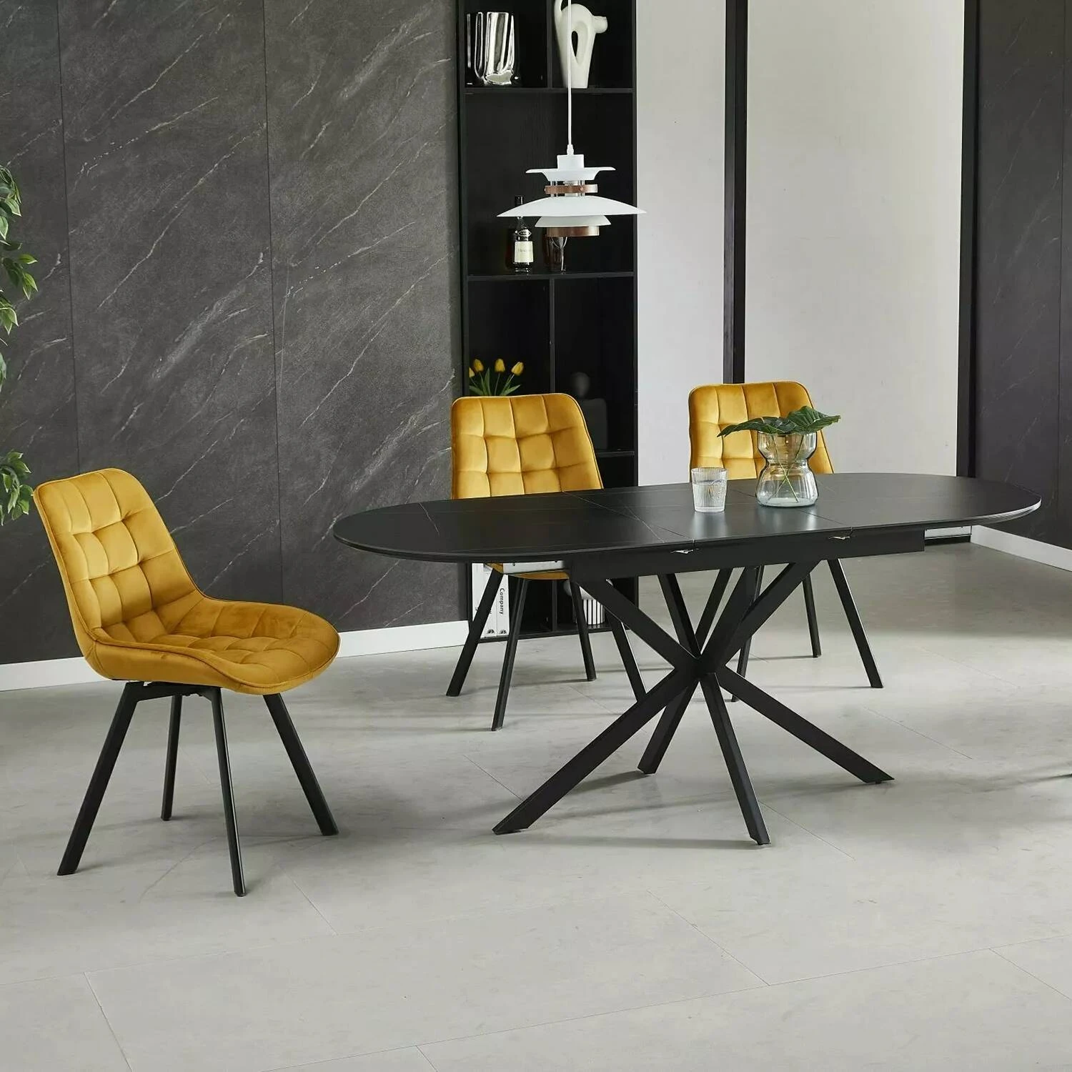 Стіл обідній розкладний Signal Gaston Ceramic 140-180x80x76 чорний