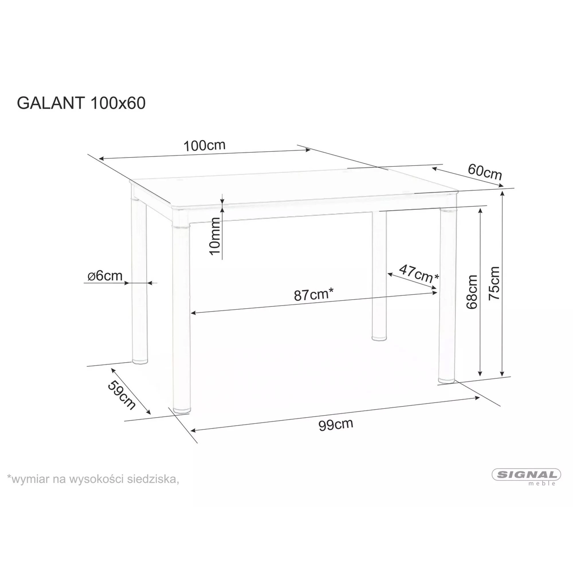 Стіл обідній Signal Galant 100x60 Чорний GALANTC100X60