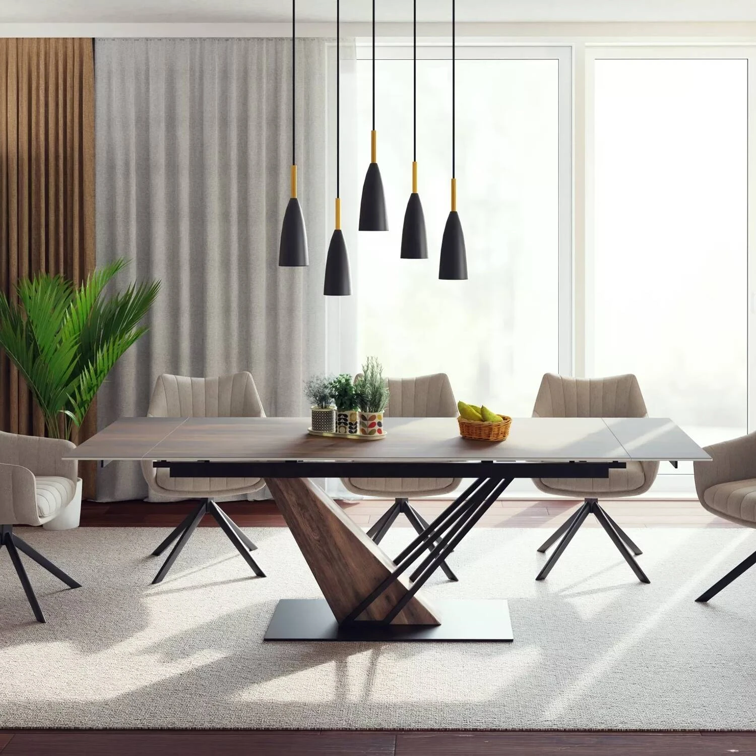 Стіл обідній розкладний Signal Genesis Legno 160-220x90x75 дуб/чорний