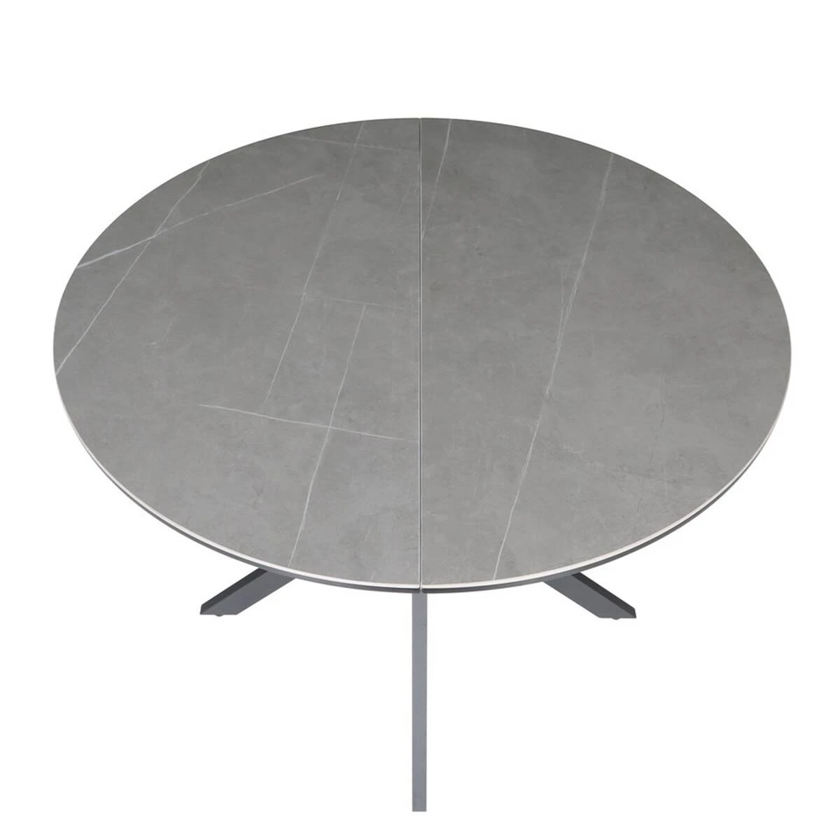 Стіл обідній розкладний Genewa Ceramic 105-140x105x76 сірий/чорний