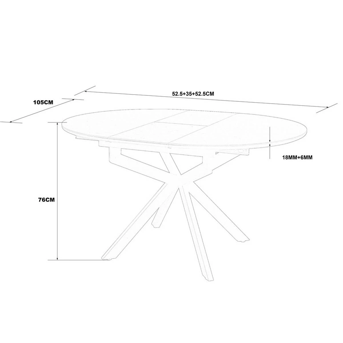 Стіл обідній розкладний Genewa Ceramic 105-140x105x76 сірий/чорний