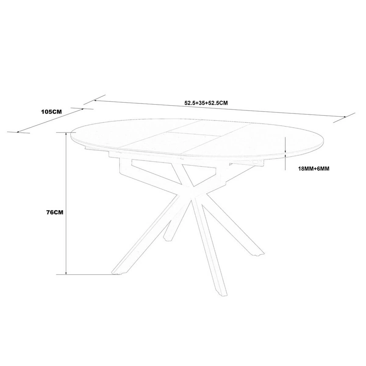 Стіл обідній розкладний Genewa Ceramic 105-140x105x76 бежевий/чорний