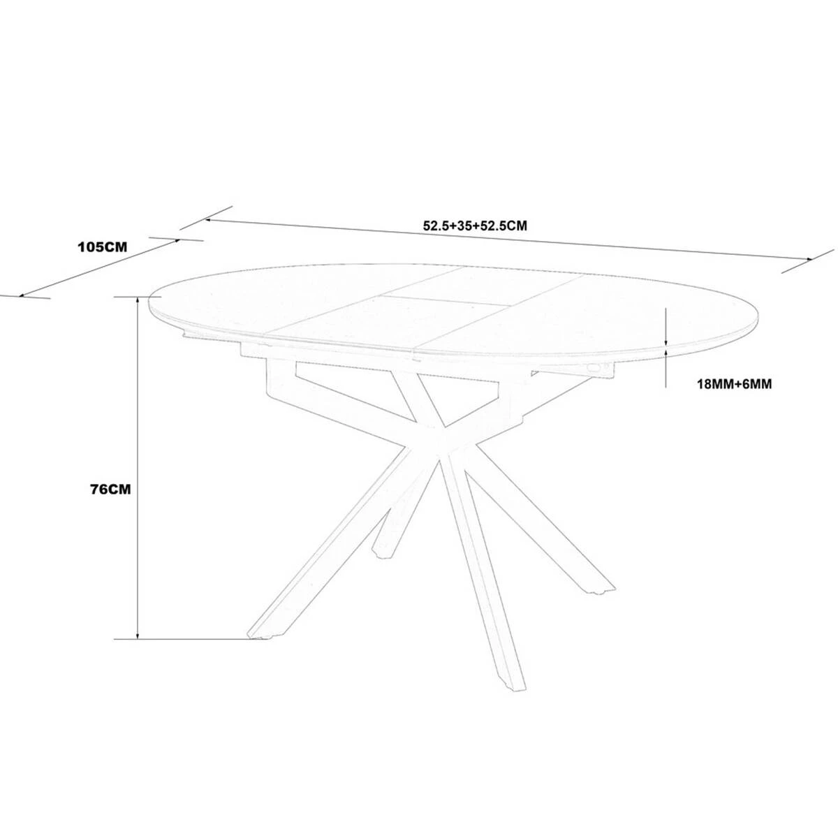 Стіл обідній розкладний Genewa Ceramic 105-140x105x76 чорний