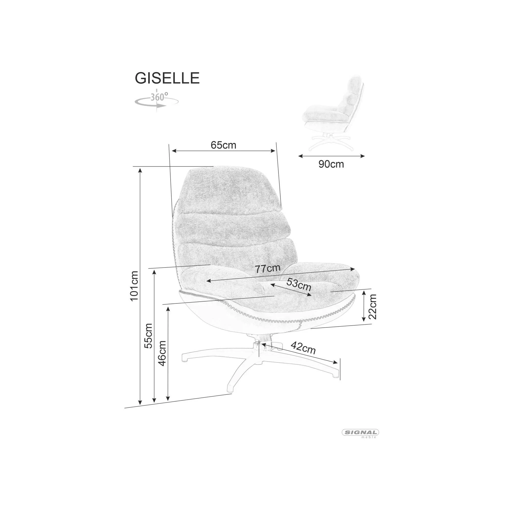 Крісло Signal GISELLE сіре Тк.240 / сіре шкіра синт. Тк.243 GISELLESZ