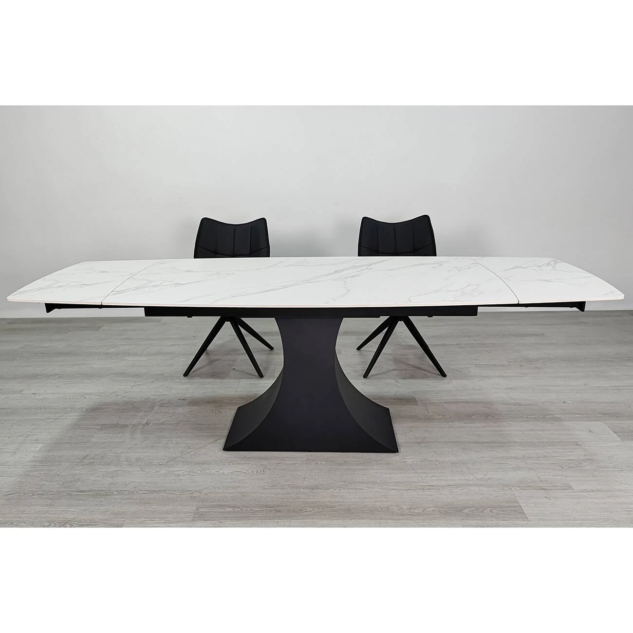 Стіл обідній розкладний Gilbert Ceramic 160-240x90x75 білий матовий/чорний (кераміка+метал)