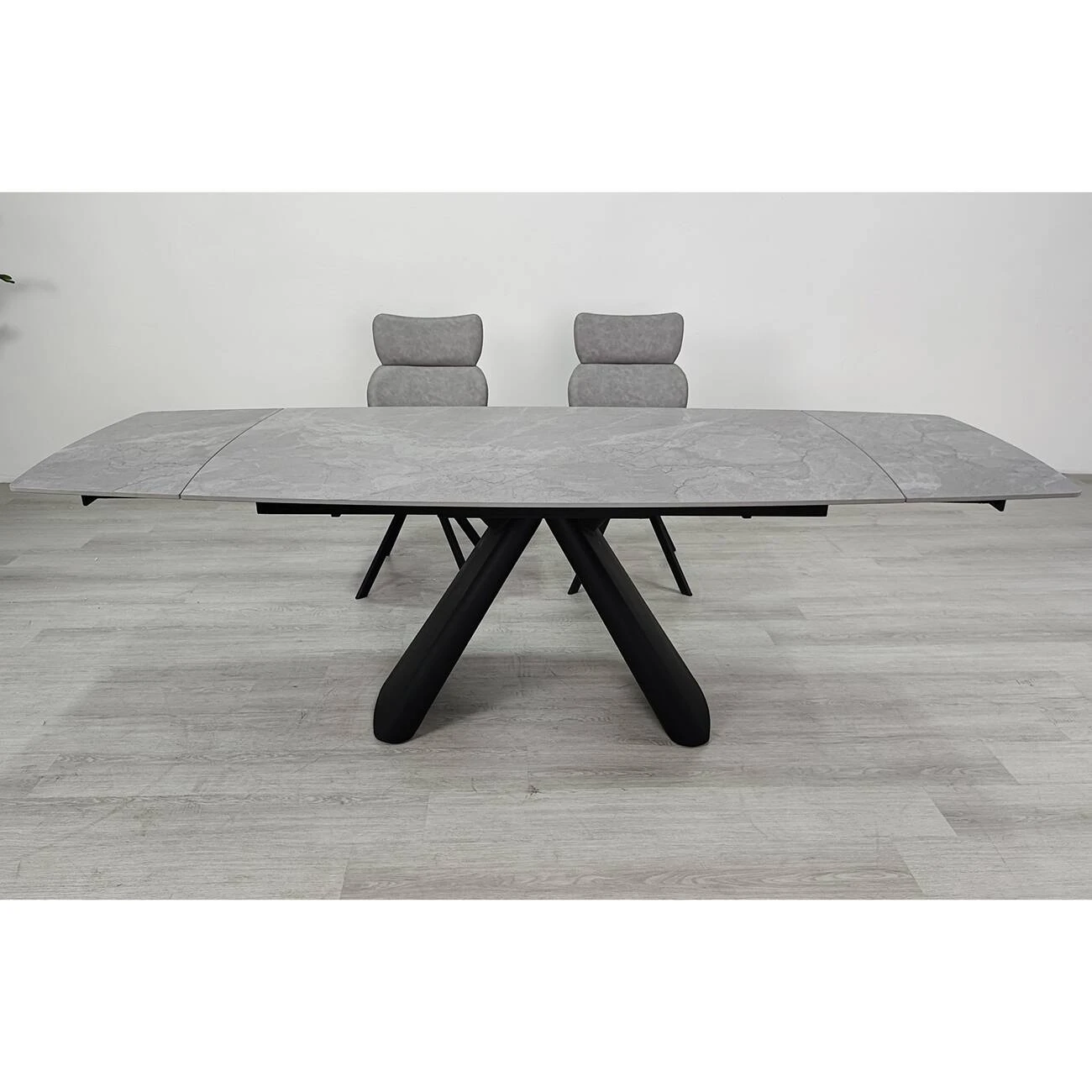 Стіл обідній розкладний Greyson Ceramic 160-240x90x75 сірий матовий/чорний (кераміка+метал)
