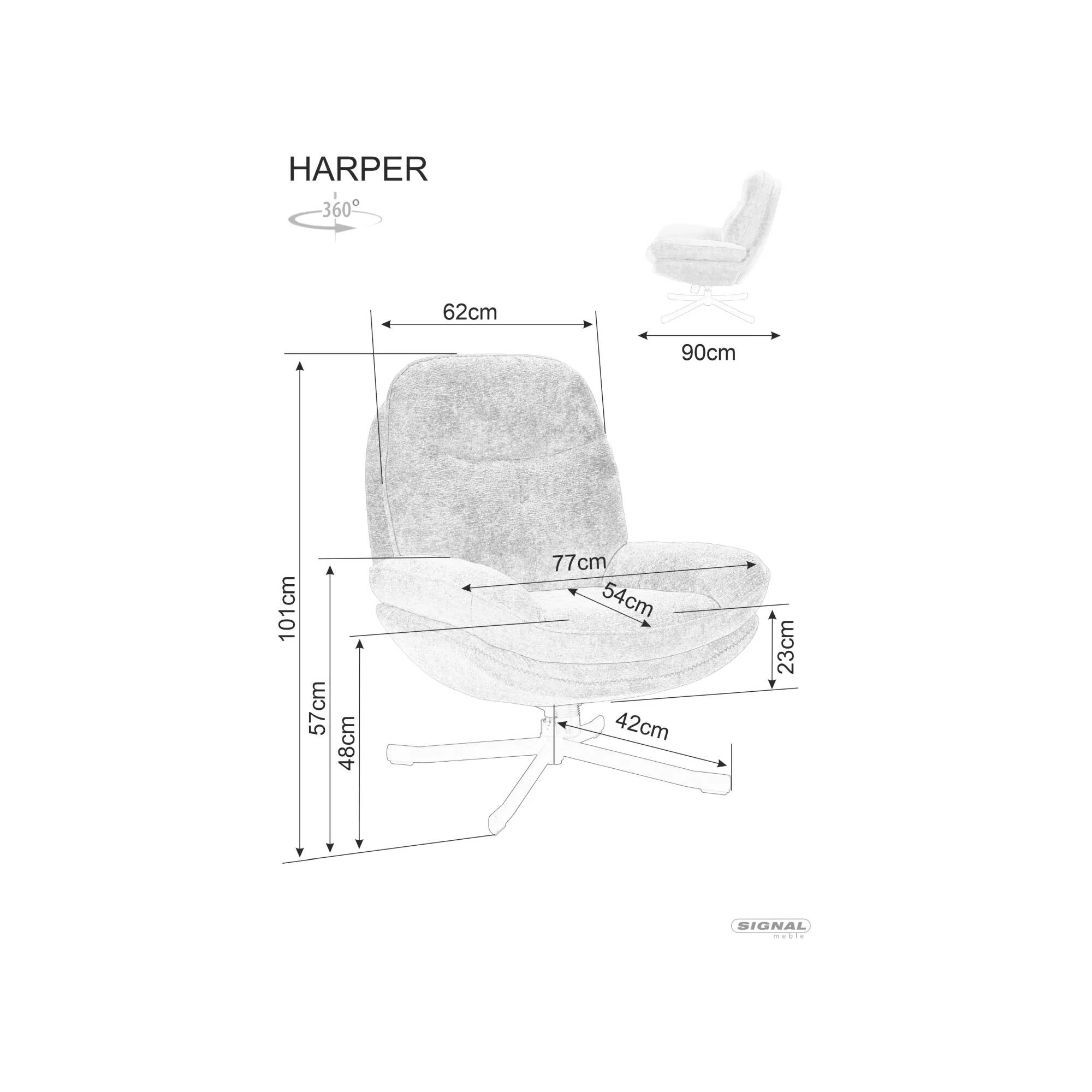 Крісло Signal HARPER чорне Тк.242 HARPERC