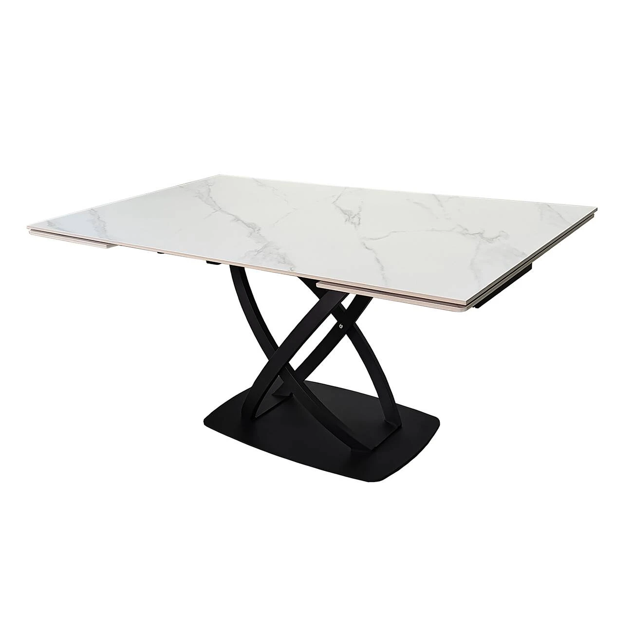 Стіл обідній розкладний Hilda Ceramic 160-240x90x75 білий матовий/чорний (кераміка+метал)