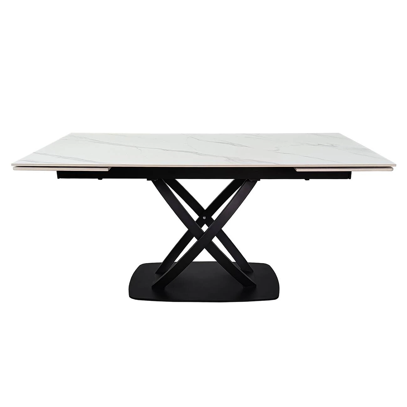 Стіл обідній розкладний Hilda Ceramic 160-240x90x75 білий матовий/чорний (кераміка+метал)