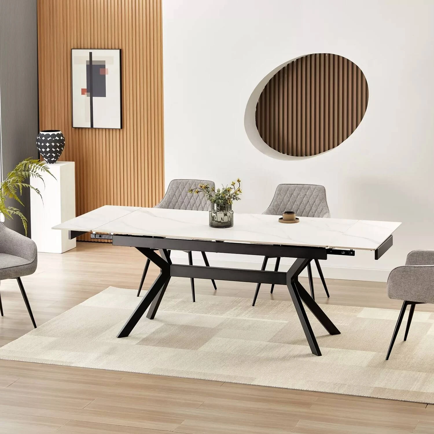 Стіл обідній розкладний Signal Imperia 180-240x90x75 білий/чорний