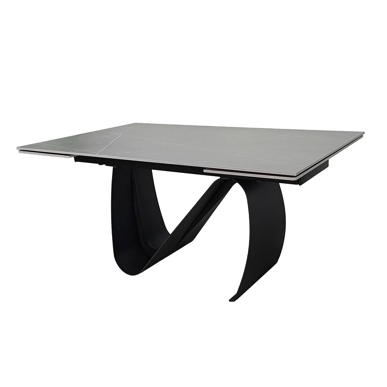 Стіл обідній розкладний Julian Ceramic 160-240x90x75 сірий матовий/чорний (кераміка+метал)