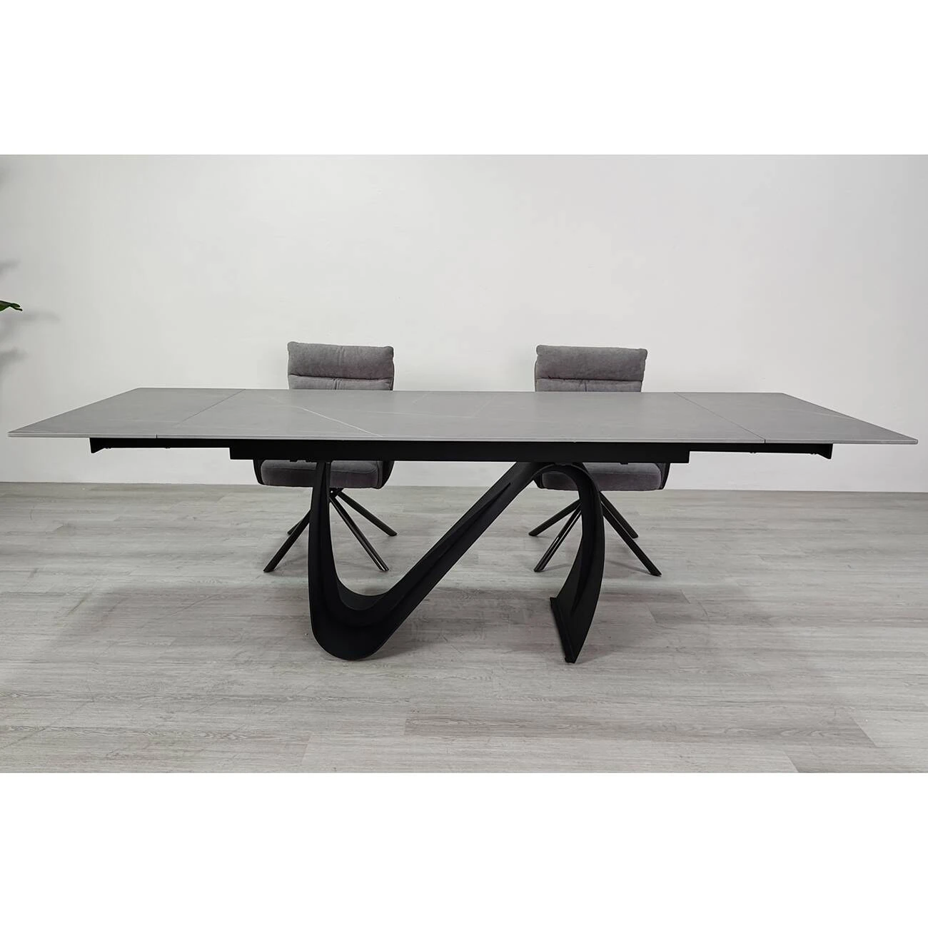 Стіл обідній розкладний Julian Ceramic 160-240x90x75 сірий матовий/чорний (кераміка+метал)
