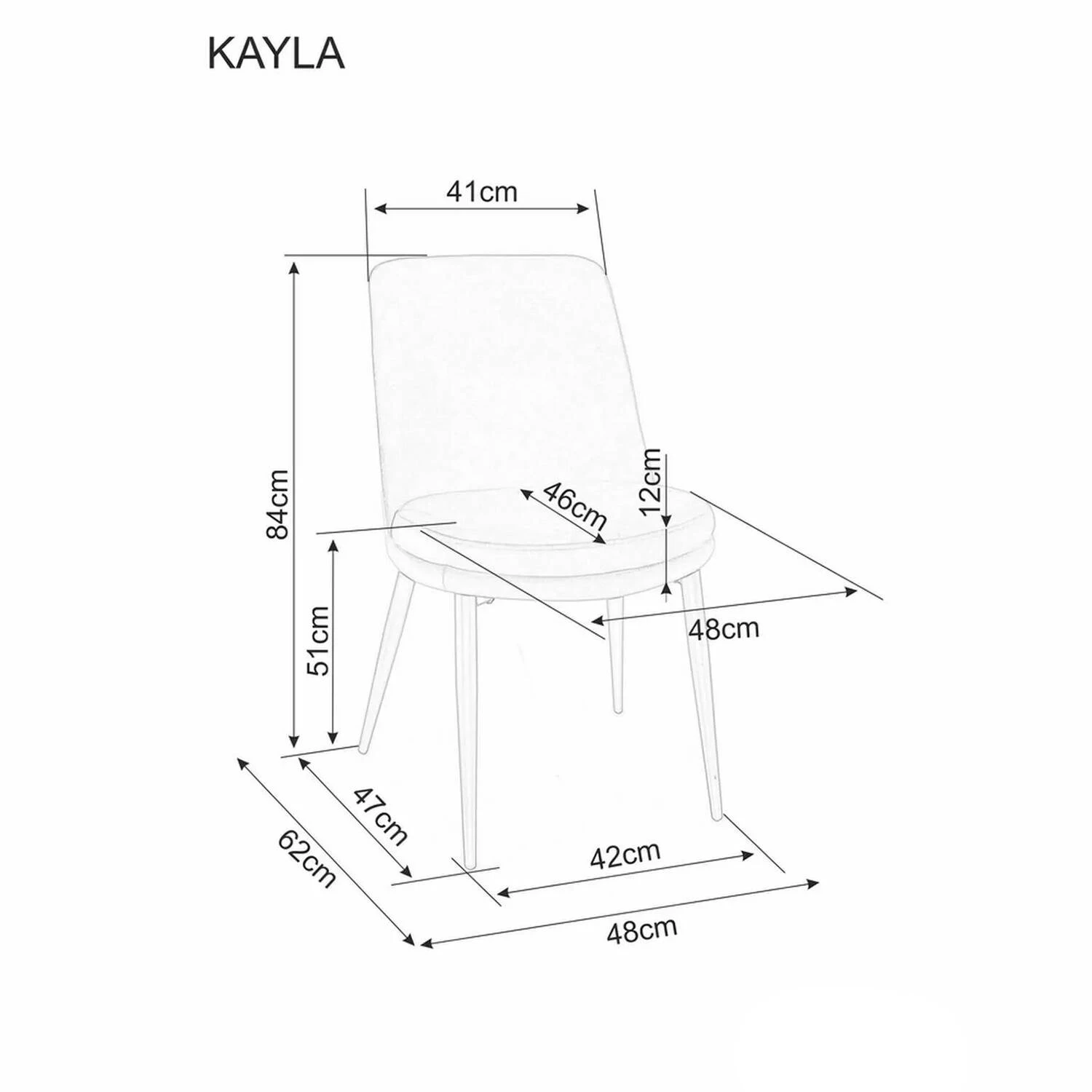 Стілець обідній Signal Kayla Velvet чорний метал/чорний bl.19 оксамит