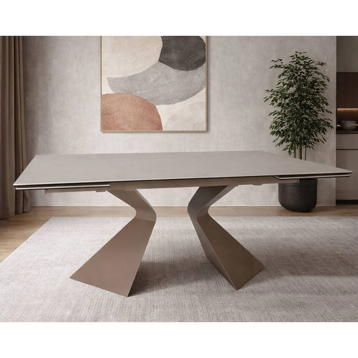 Стіл обідній розкладний Laura Ceramic 160-240x90x75 бежевий матовий/бежевий